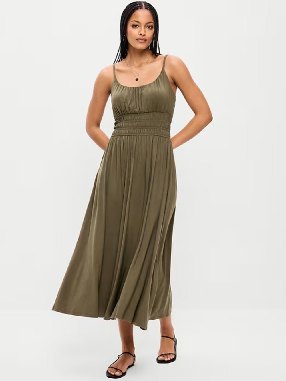 Old Navy Women's Small Fit & Flare Jersey Smocked-Waist Midi Dress 60% off